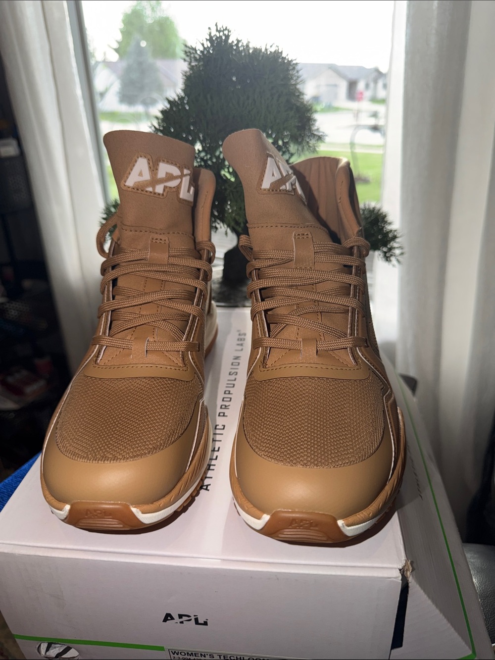 APL Women’s (Unisex) High-Top Athletic Sneakers in Tan